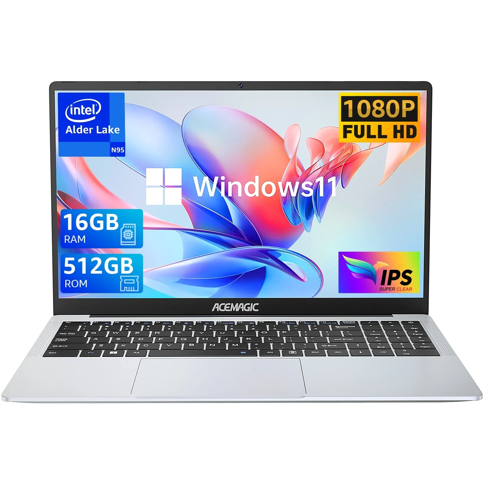 Acemagic AX15 15.6" FHD N95 1.7GHz Intel UHD Graphics 16GB RAM 512GB SSD Win 11 Pro Gray