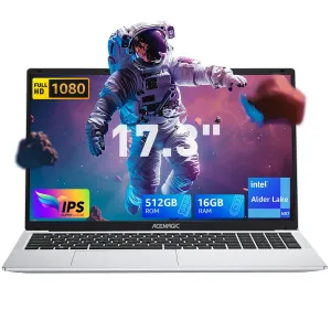 ACEMAGIC AX17 17.3" FHD N97 2GHz Intel UHD Graphics 16GB RAM 512GB SSD Win 11 Home Silver