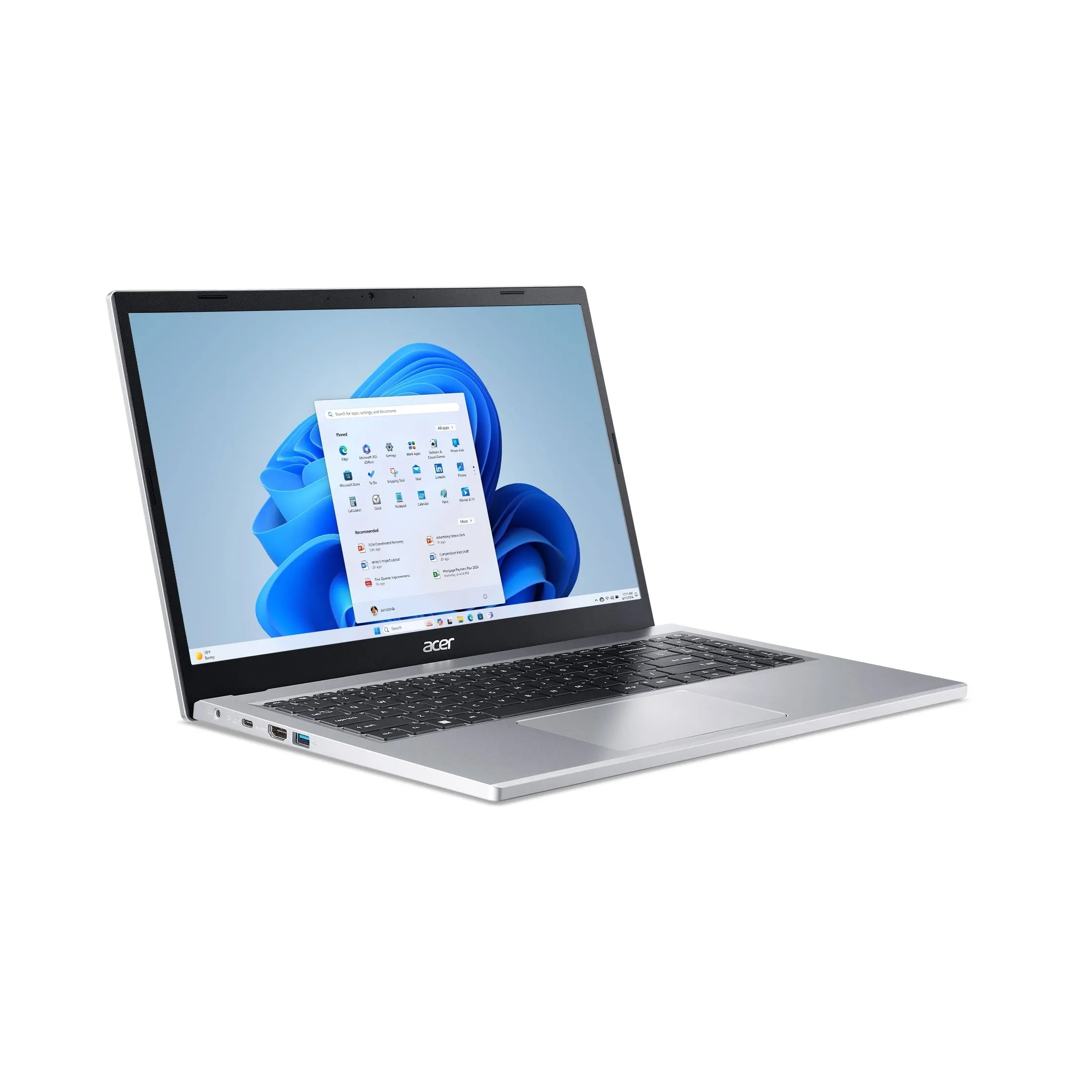 Acer A315-24P-R2AG Aspire 15.6" FHD Ryzen 5 7520U 2.8GHz AMD Radeon Graphics 8GB RAM 512GB SSD Win 11 Home Pure Silver