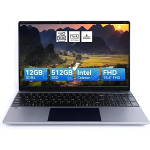 AEEZO LT1504-GY 15.6" FHD Celeron N5095 2.9GHz Intel Graphics 12GB RAM 512GB SSD Win 11 Home Grey