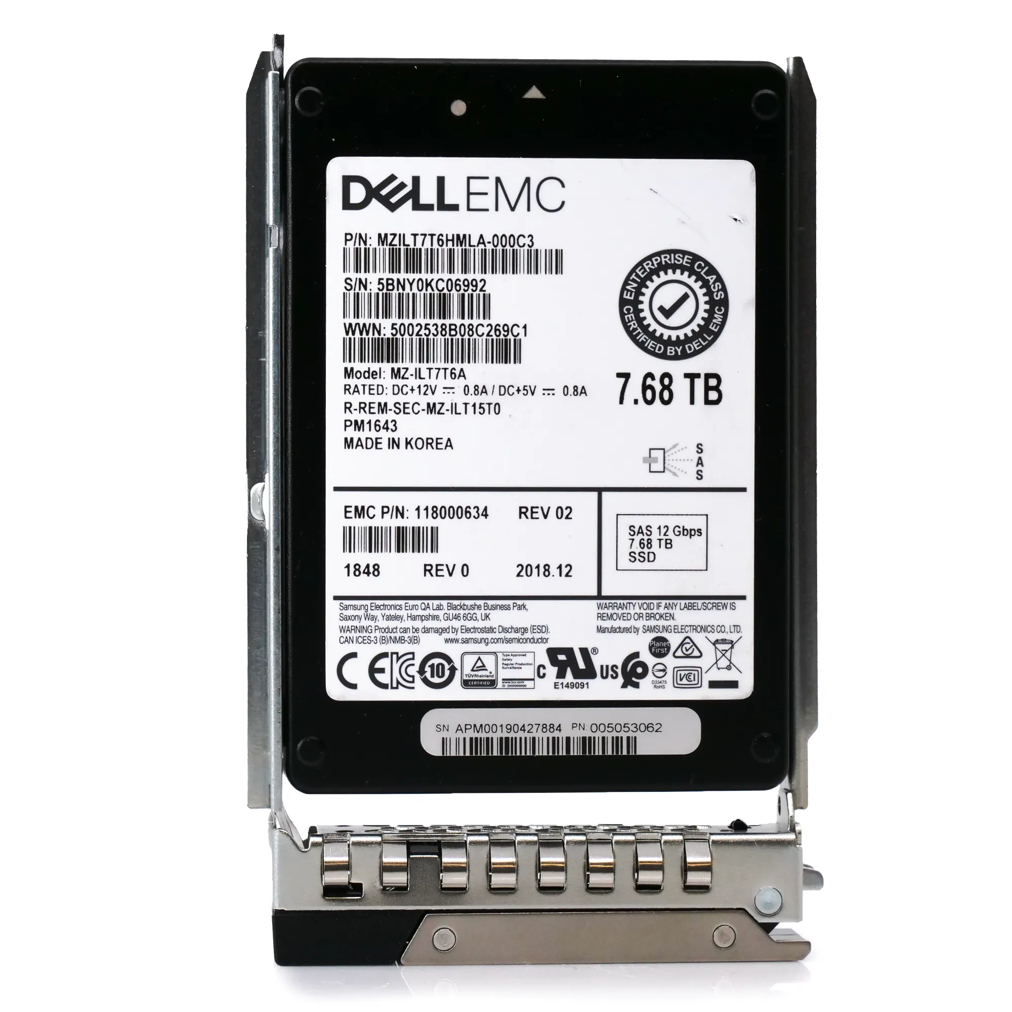 Dell EMC 118000634 G14 7.68TB SAS 12Gb/s 512e 1DWPD 2.5in Refurbished SSD