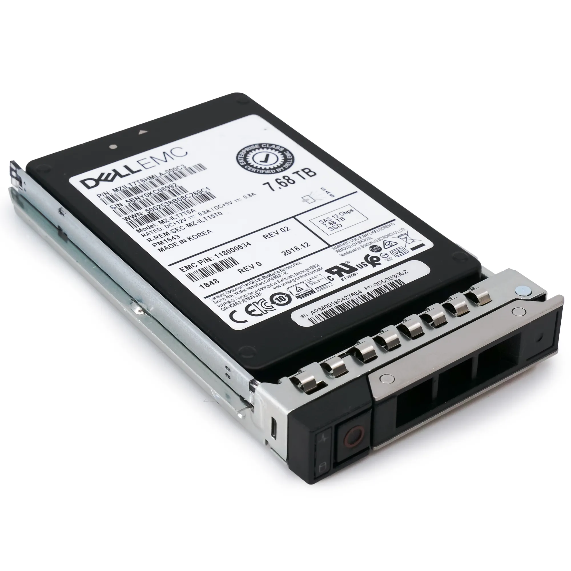 Dell EMC 118000634 G14 7.68TB SAS 12Gb/s 512e 1DWPD 2.5in Refurbished SSD