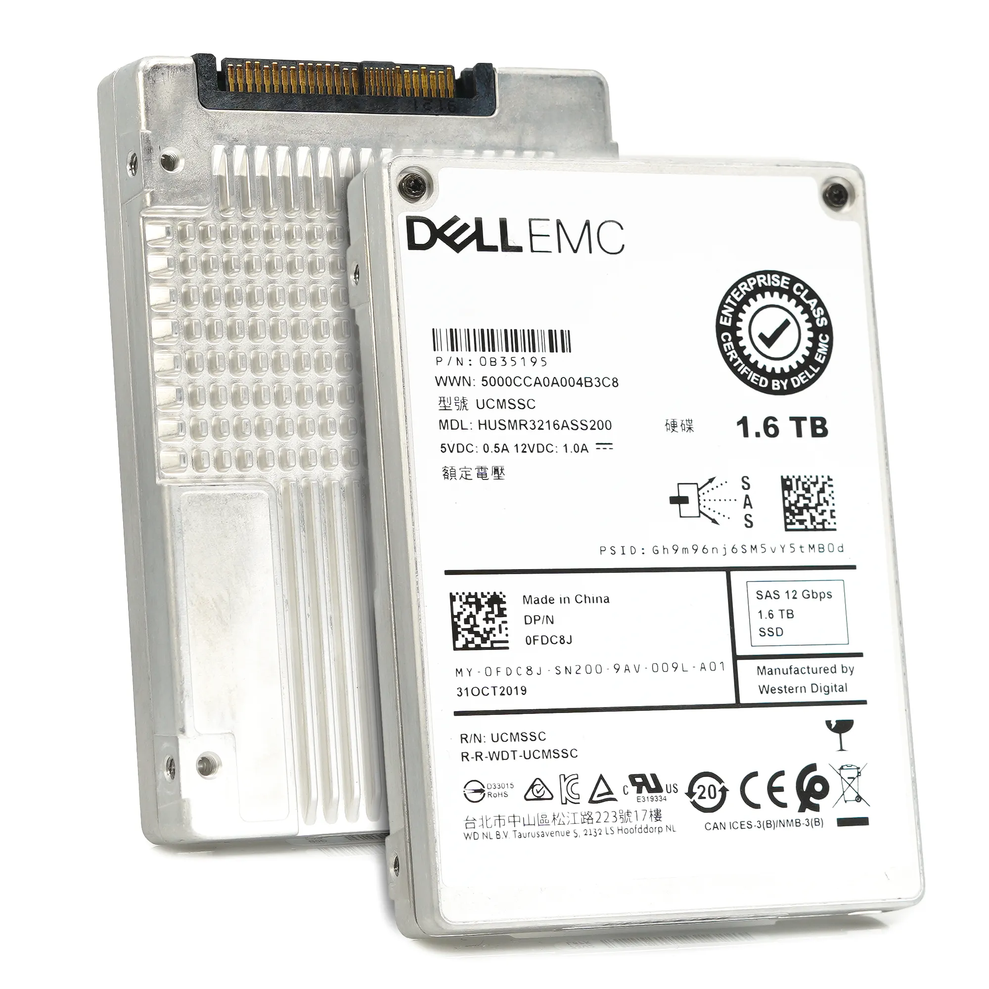 Dell Ultrastar DC SS300 FDC8J HUSMR3216ASS200 1.6TB SAS 12Gb/s 2.5in Solid State Drive