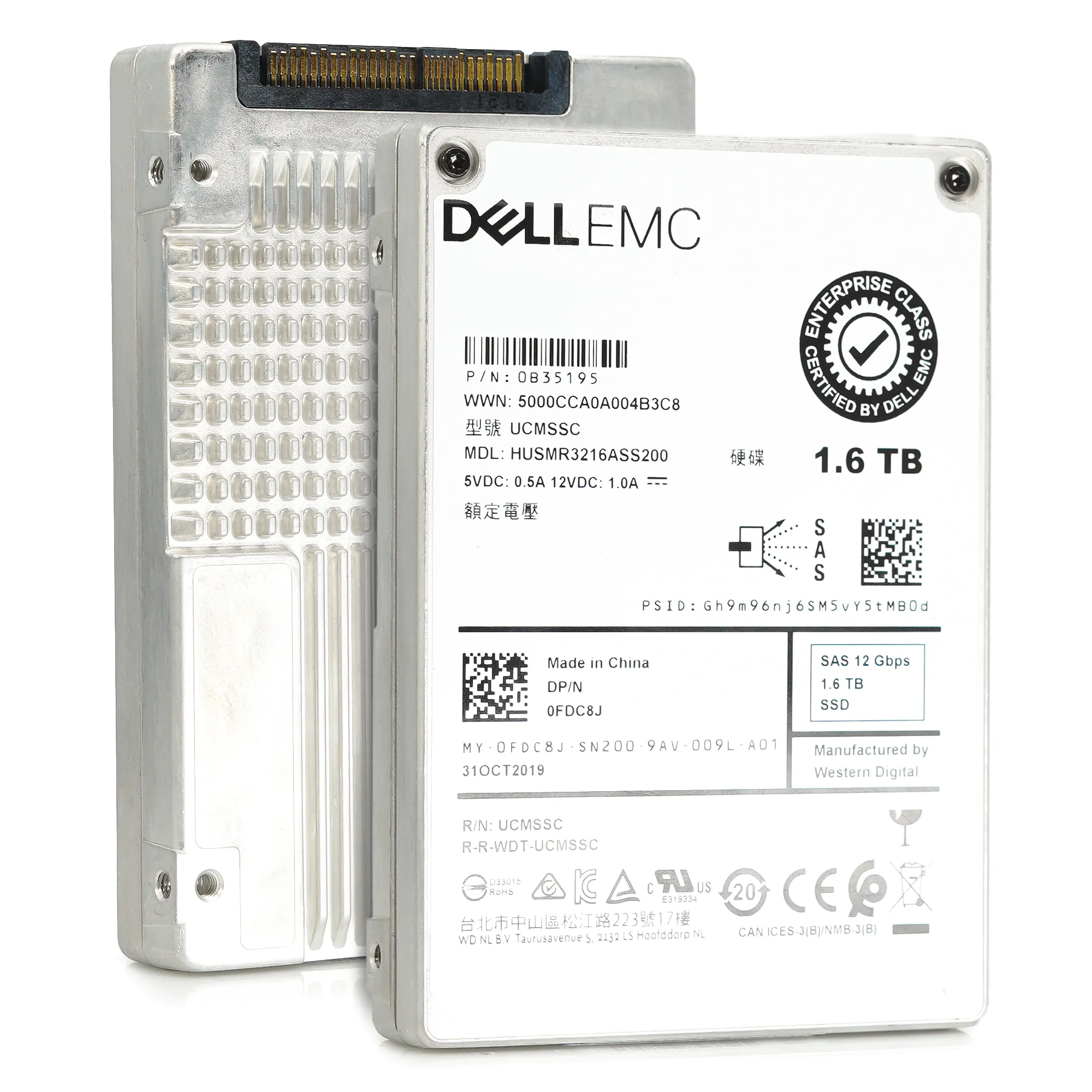 Dell Ultrastar DC SS300 FDC8J HUSMR3216ASS200 1.6TB SAS 12Gb/s 2.5in Solid State Drive