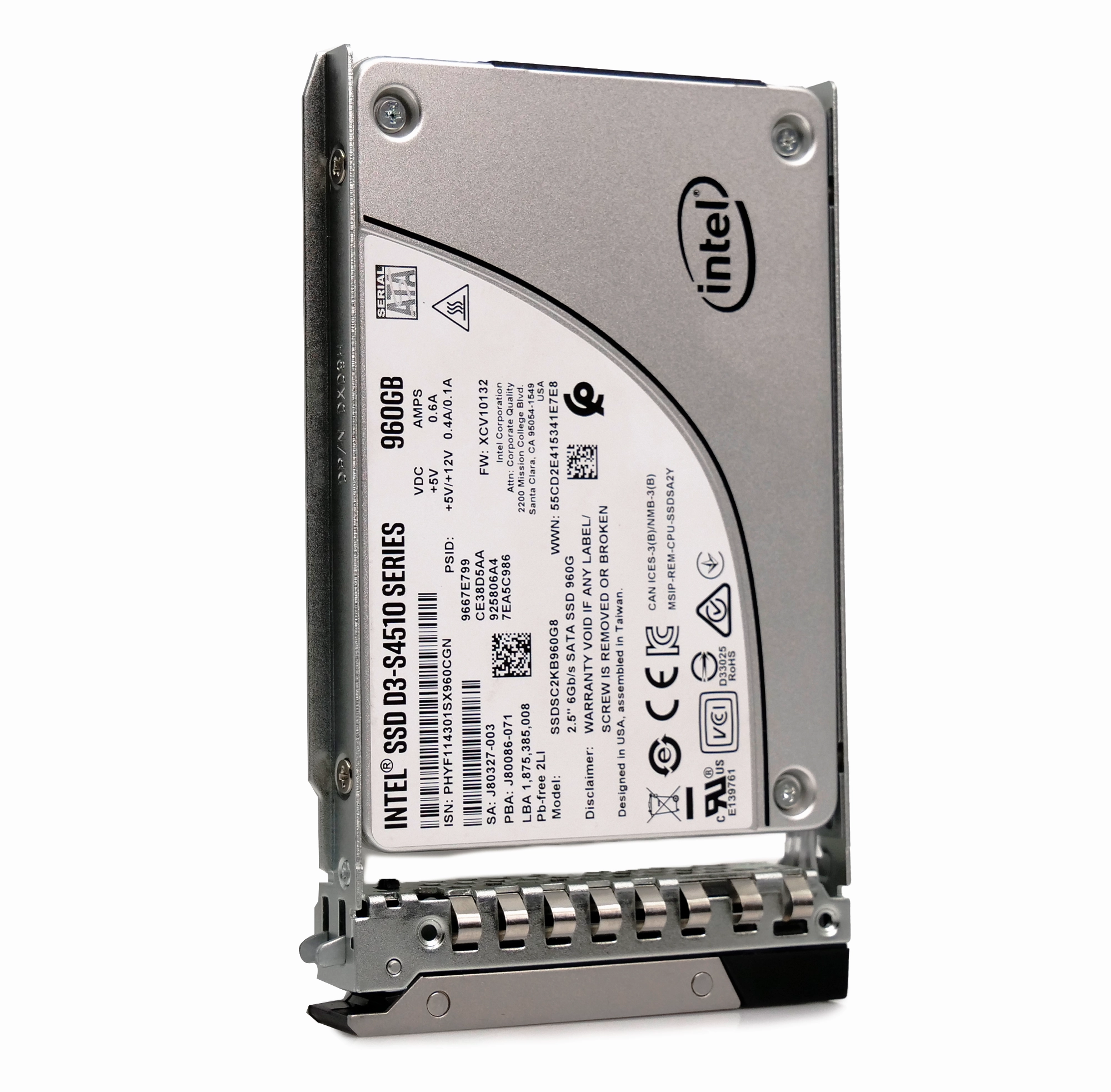 Dell G14 SSDSC2KB960G7R 04T7DD 960GB 7.68 PBW SATA 6Gb/s 3D TLC 2.5in Recertified Solid State Drive