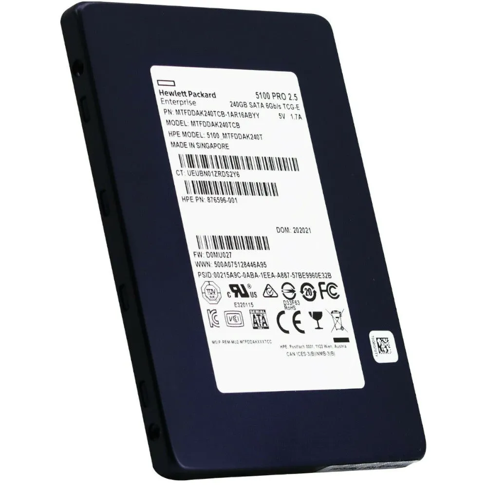 HP 5100 Pro MTFDDAK240TCB-1AR16AB 876596-001 240GB SATA 6Gb/s 2.5in Refurbished SSD
