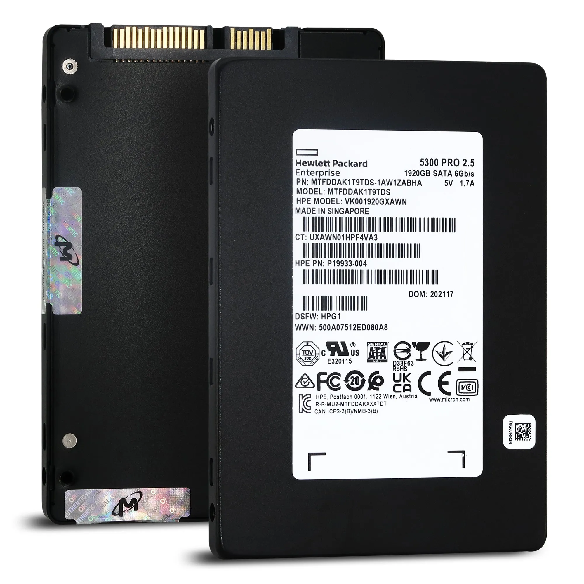 HPE 5300 PRO P19933-004 VK001920GXAWM 1.92TB SATA 6Gb/s 3D TLC 2.5in Solid State Drive