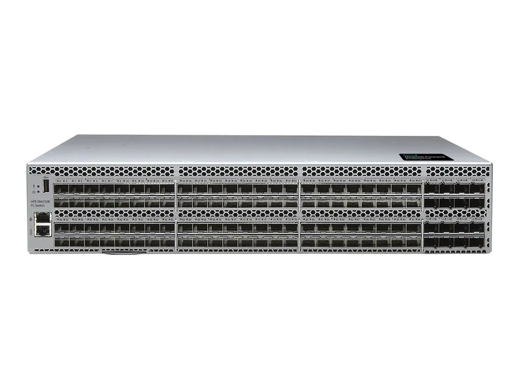 HPE SN6750B Port Side Intake - Switch - managed - 96 x 64Gb Fibre Channel SFP    16 x 64Gb Fibre Channel SFP56 Ports on Demand R8U62A