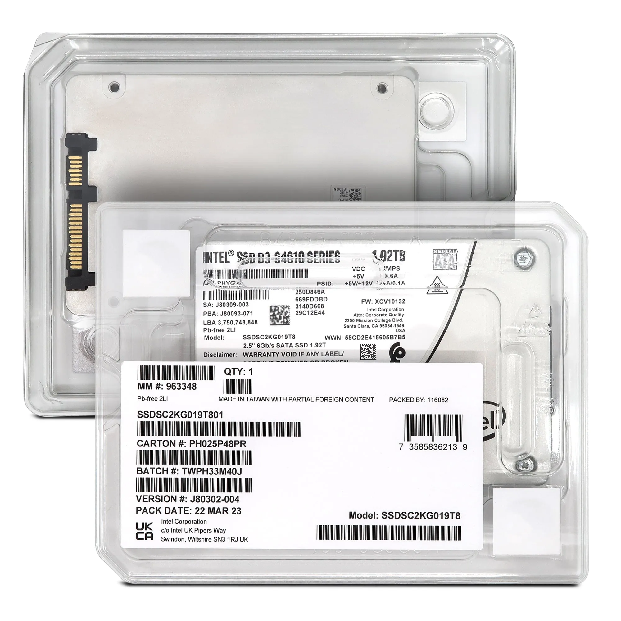 Intel D3-S4610 SSDSC2KG019T801 1.92TB SATA 6Gb/s 2.5" AES 256-bit Solid State Drive
