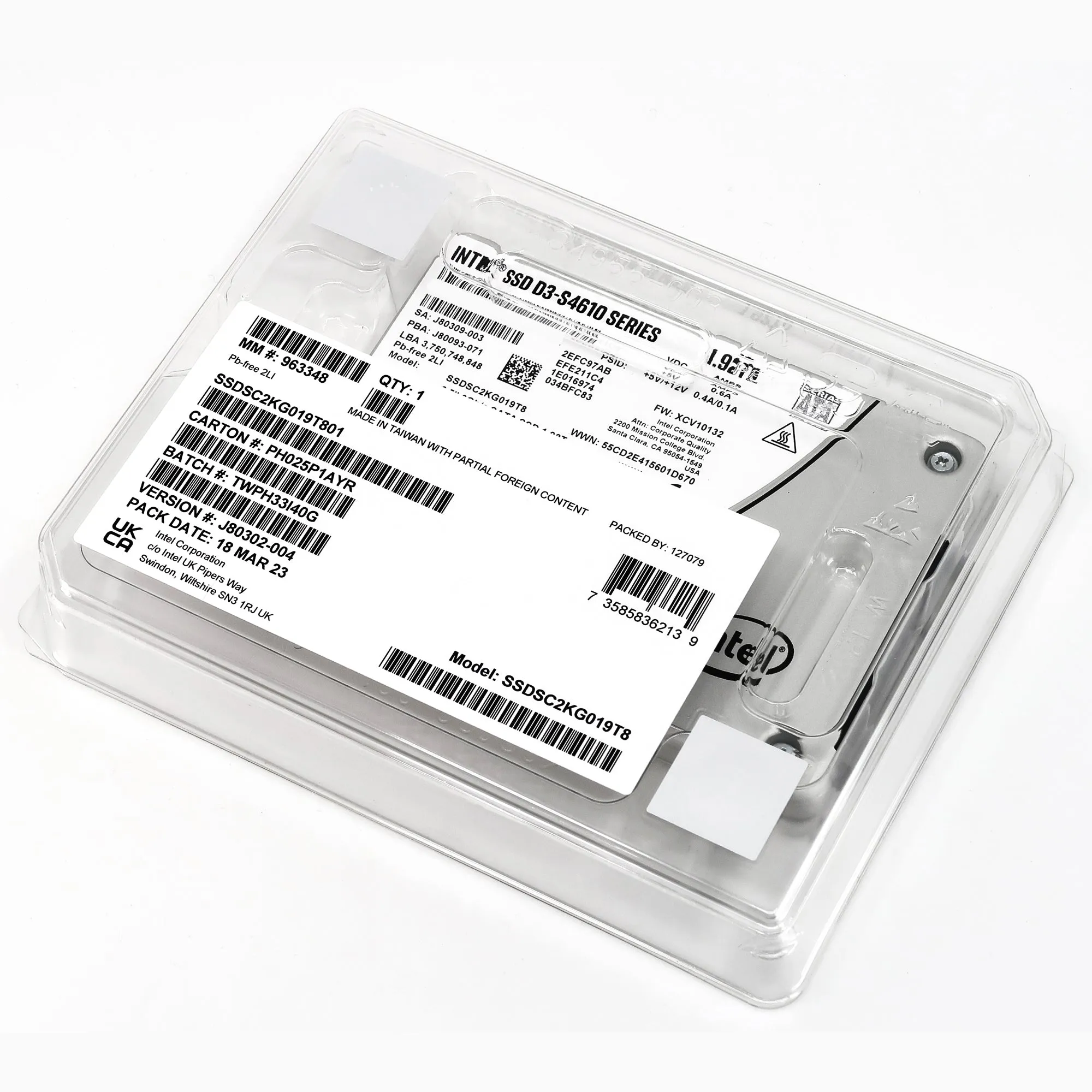 Intel D3-S4610 SSDSC2KG019T801 1.92TB SATA 6Gb/s 2.5" AES 256-bit Solid State Drive
