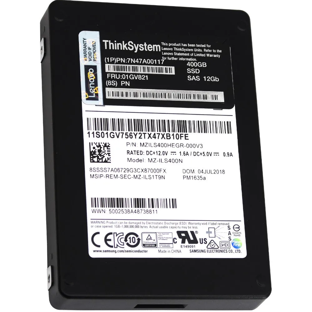 Lenovo PM1635a MZILS400HEGR-000V3 01GV821 400GB SAS 12Gb/s 2.5in Solid State Drive