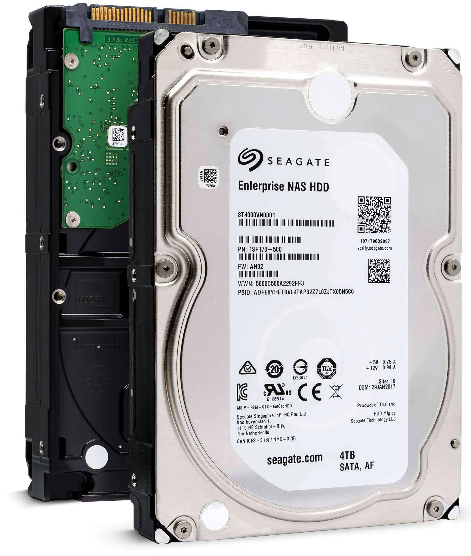 Seagate Enterprise NAS ST4000VN0001 4TB 7.2K RPM SATA 6Gb/s 512e 256MB 3.5" NAS Hard Drive