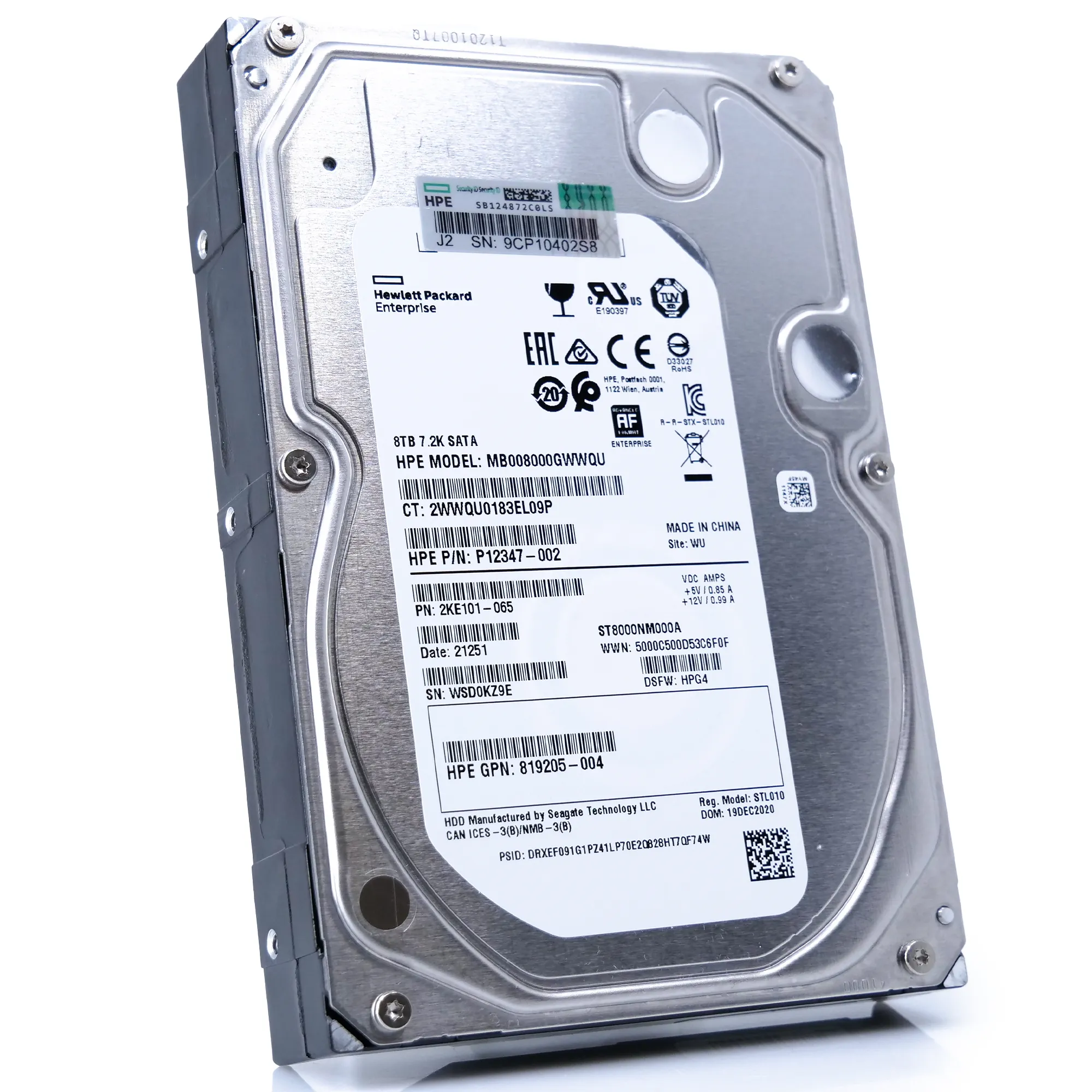 Seagate/HP Exos 7E8 ST8000NM000A 8TB 7.2K RPM SATA 6Gb/s 3.5in Refurbished HDD