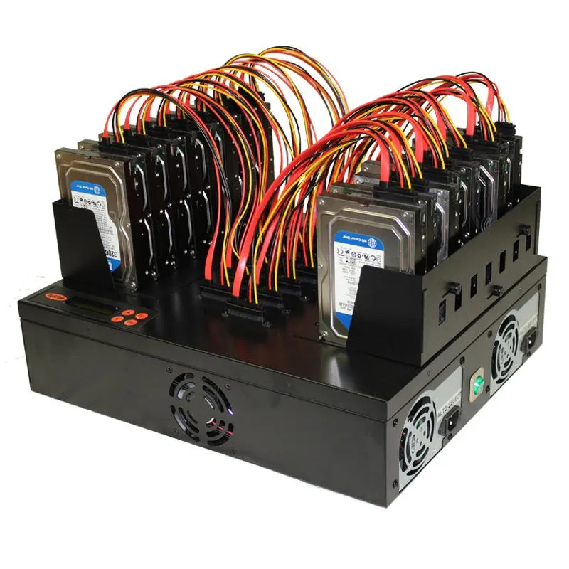 Systor 1 to 15 Flatbed SATA SSD HDD Duplicator & Sanitizer - 9GB/Min - Copy & Erase 3.5" & 2.5" Hard Disk & Solid State Drive 150MB/Sec (SYS15HDD-SATA1)