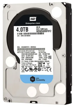 Western Digital Se WD4000F9YZ 4TB 7.2K RPM SATA 6Gb/s 64MB 3.5" Manufacturer Recertified HDD