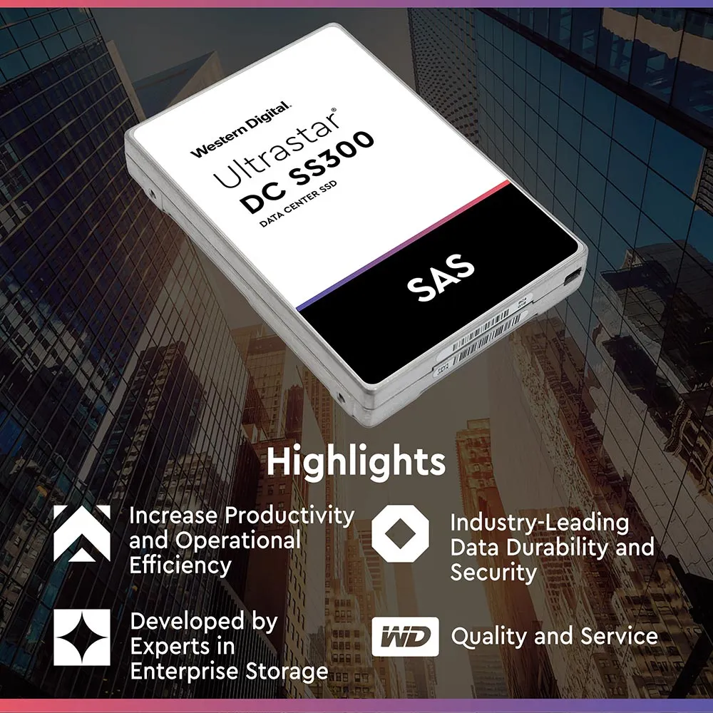 Western Digital Ultrastar DC SS300 HUSTR7619ASS200 1.92TB SAS 12Gb/s Read Intensive ISE 2.5in Solid State Drive